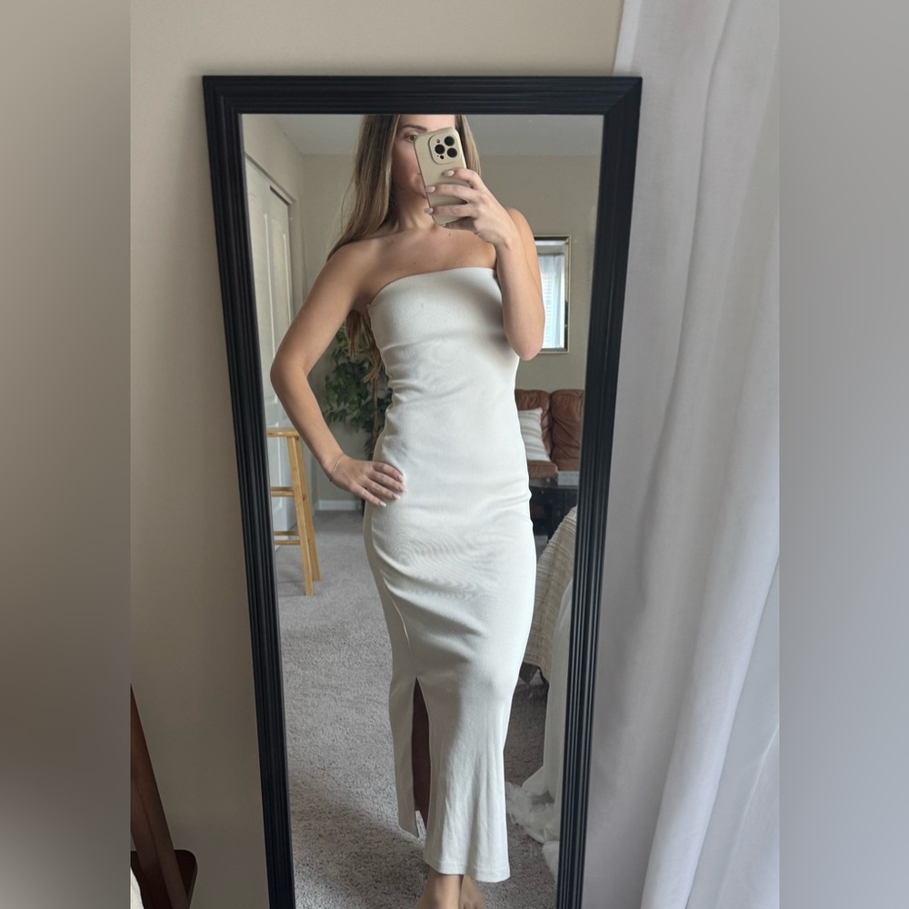 Stone Strapless Midi Dress